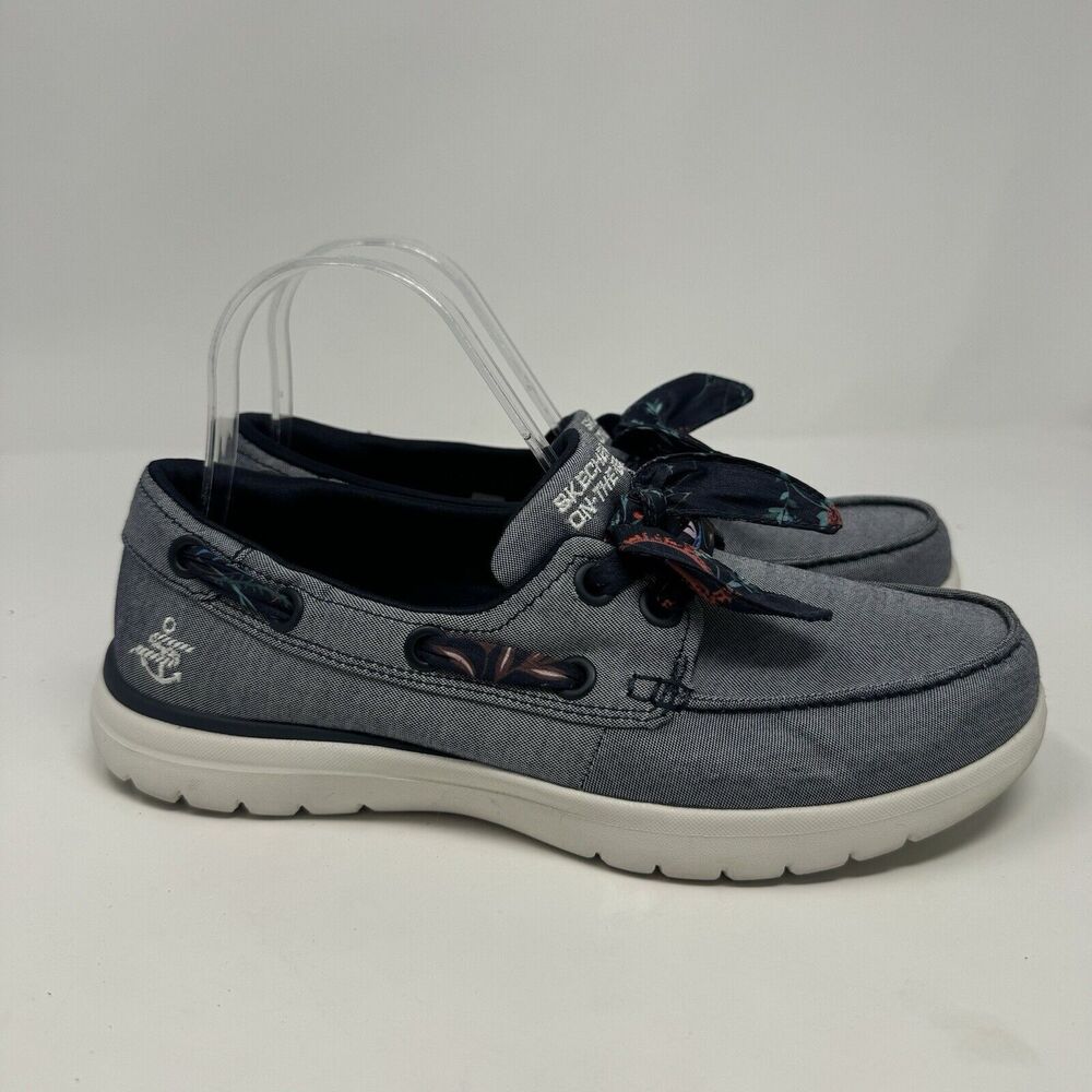 Skechers On-The-Go Flex Cast Away Summer Shoes, Navy Womens 8.5 - Picture 3 of 7